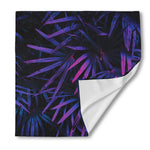 Violet Tropical Leaves Print Silk Bandana