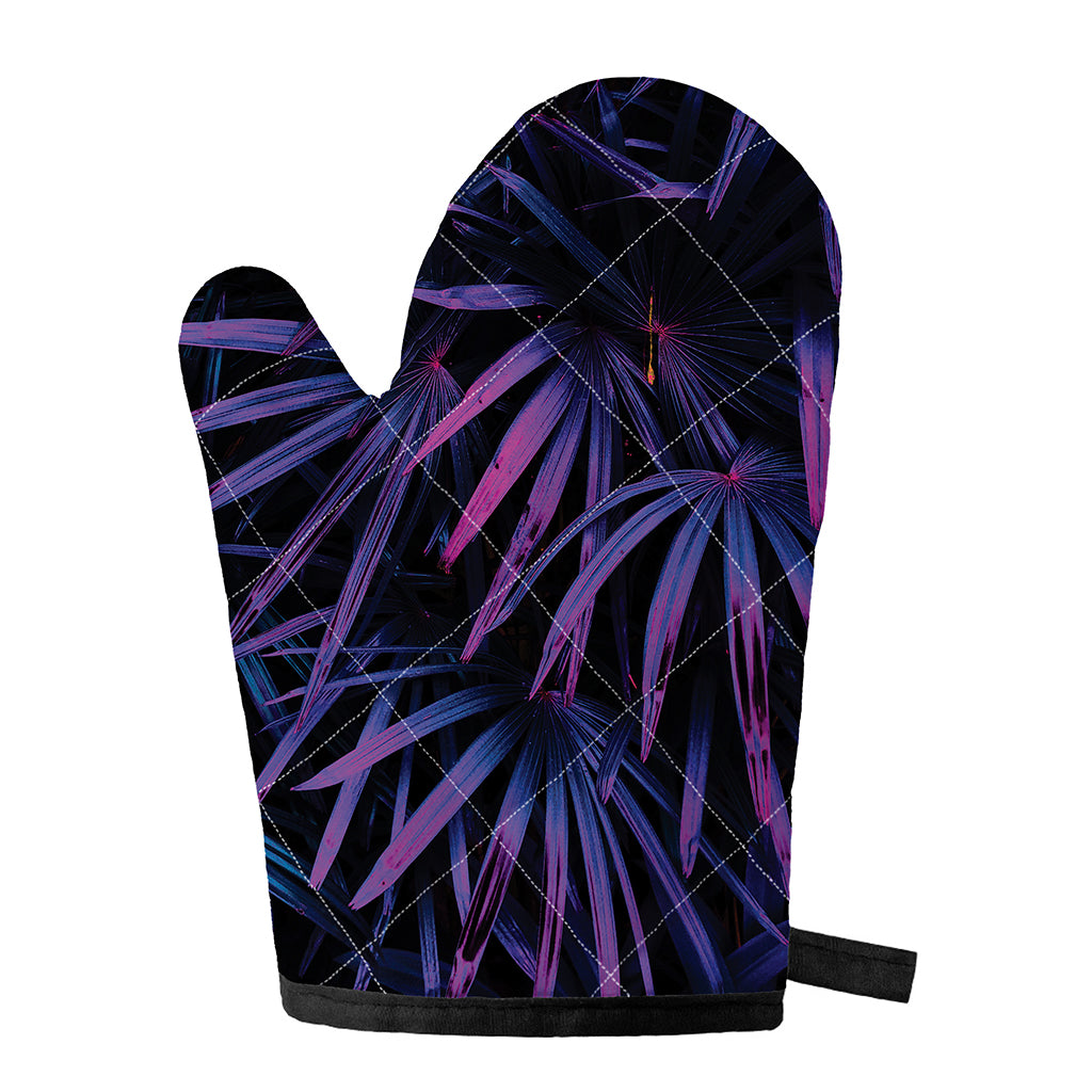 Violet Tropical Leaves Print Single Oven Mitt