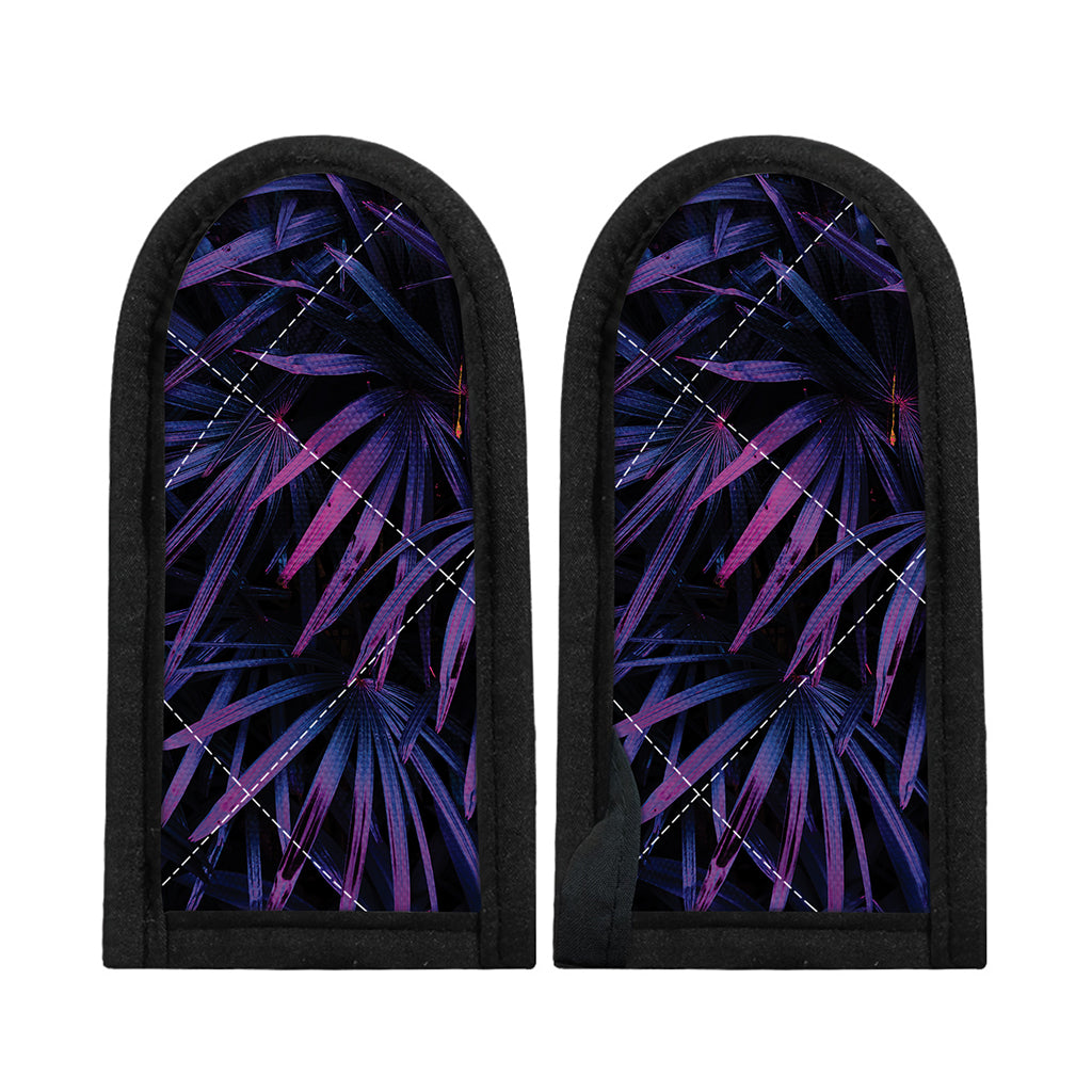 Violet Tropical Leaves Print Skillet Handle Cover
