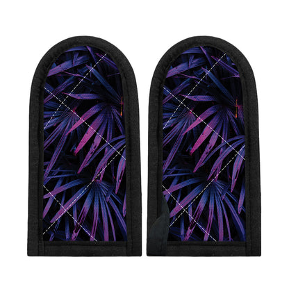 Violet Tropical Leaves Print Skillet Handle Cover