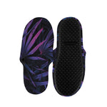 Violet Tropical Leaves Print Slippers