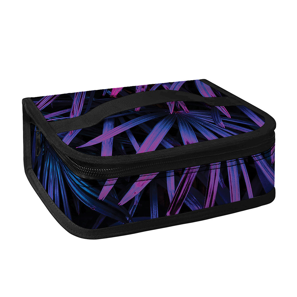 Violet Tropical Leaves Print Small Lunch Bag