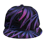 Violet Tropical Leaves Print Snapback Cap