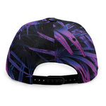 Violet Tropical Leaves Print Snapback Cap