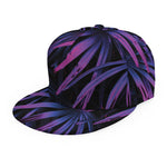 Violet Tropical Leaves Print Snapback Cap