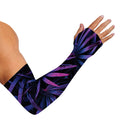 Violet Tropical Leaves Print Sun Protection Arm Sleeves