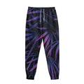 Violet Tropical Leaves Print Sweatpants