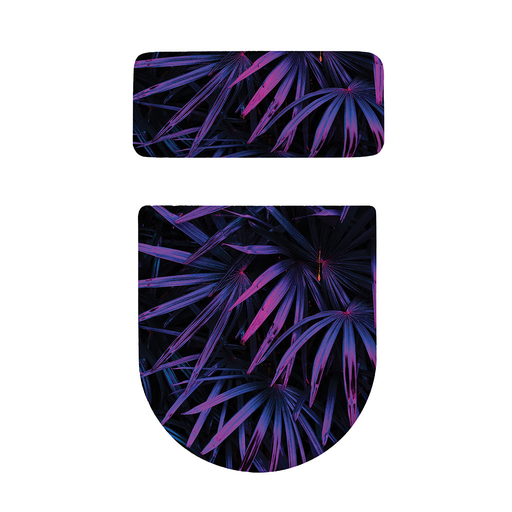 Violet Tropical Leaves Print Toilet Lid And Tank Cover Set