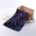 Violet Tropical Leaves Print Towel
