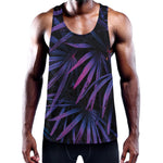 Violet Tropical Leaves Print Training Tank Top