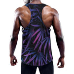 Violet Tropical Leaves Print Training Tank Top
