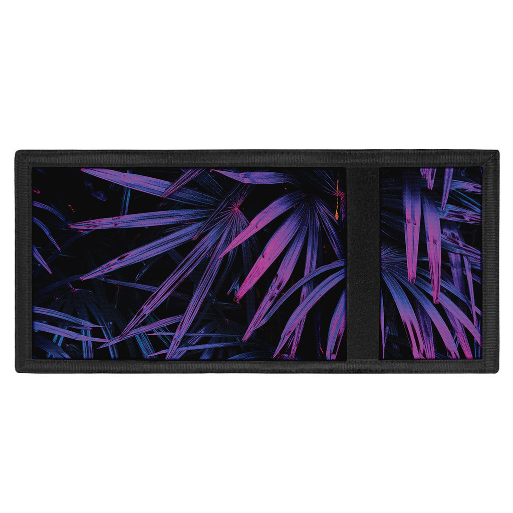 Violet Tropical Leaves Print Trifold Wallet