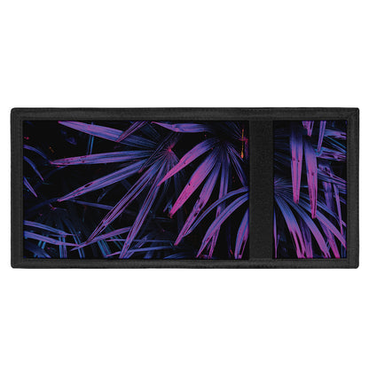 Violet Tropical Leaves Print Trifold Wallet