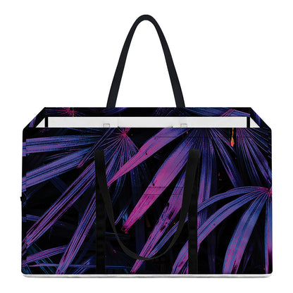 Violet Tropical Leaves Print Utility Tote Bag