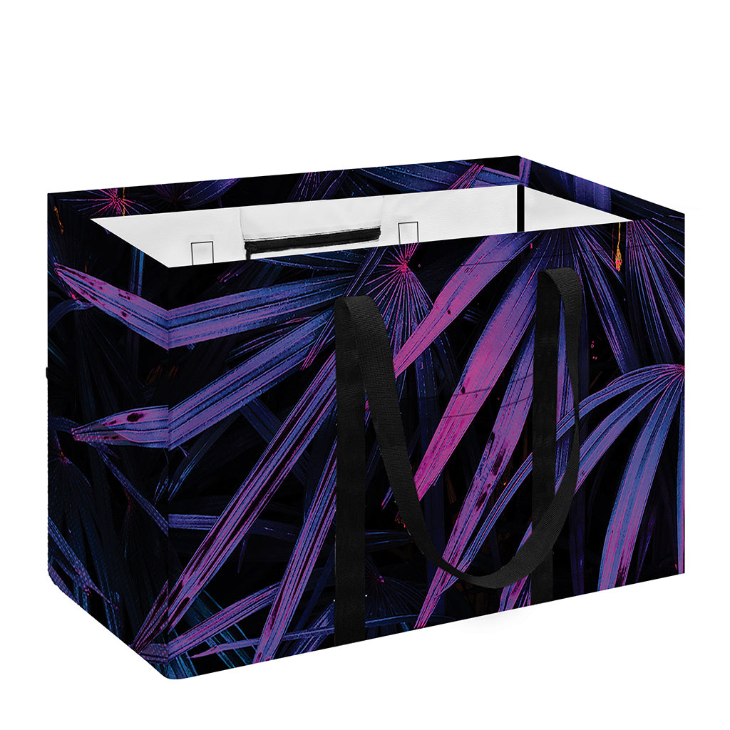 Violet Tropical Leaves Print Utility Tote Bag