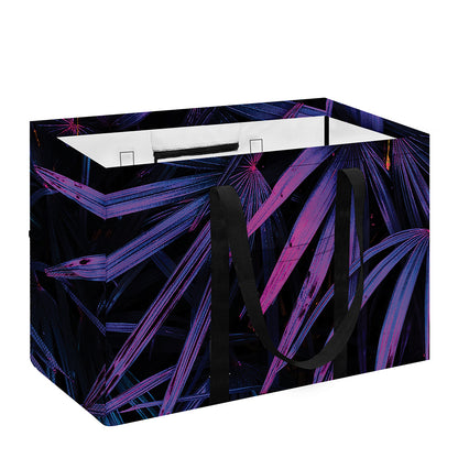 Violet Tropical Leaves Print Utility Tote Bag