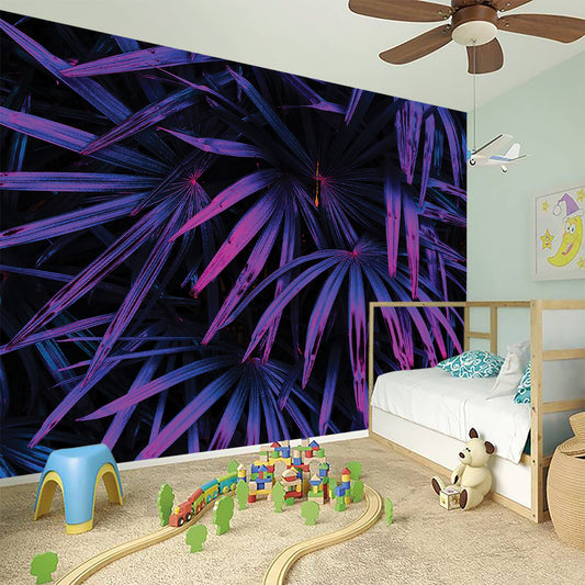 Violet Tropical Leaves Print Wall Sticker