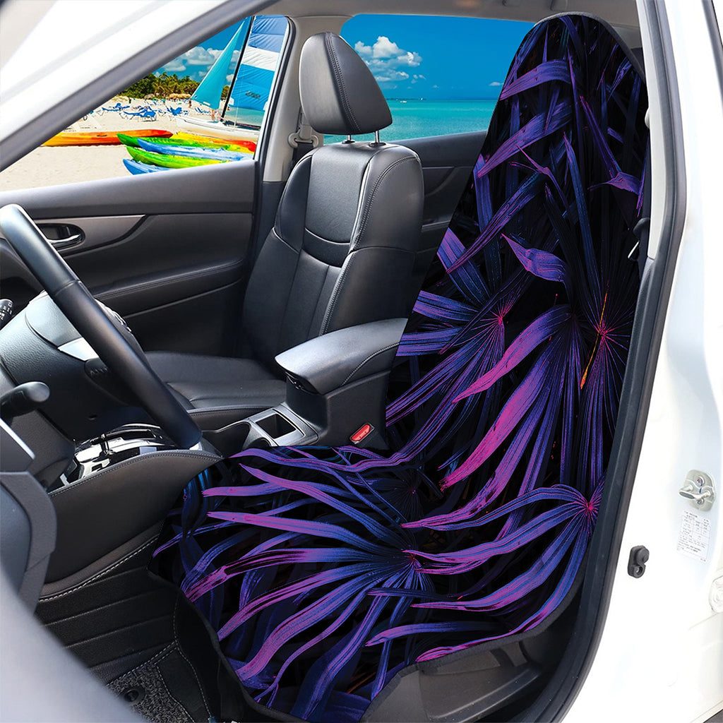 Violet Tropical Leaves Print Waterproof Car Seat Cover