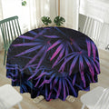 Violet Tropical Leaves Print Waterproof Round Tablecloth