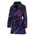Violet Tropical Leaves Print Women's Bathrobe