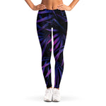 Violet Tropical Leaves Print Women's Leggings