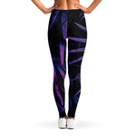 Violet Tropical Leaves Print Women's Leggings