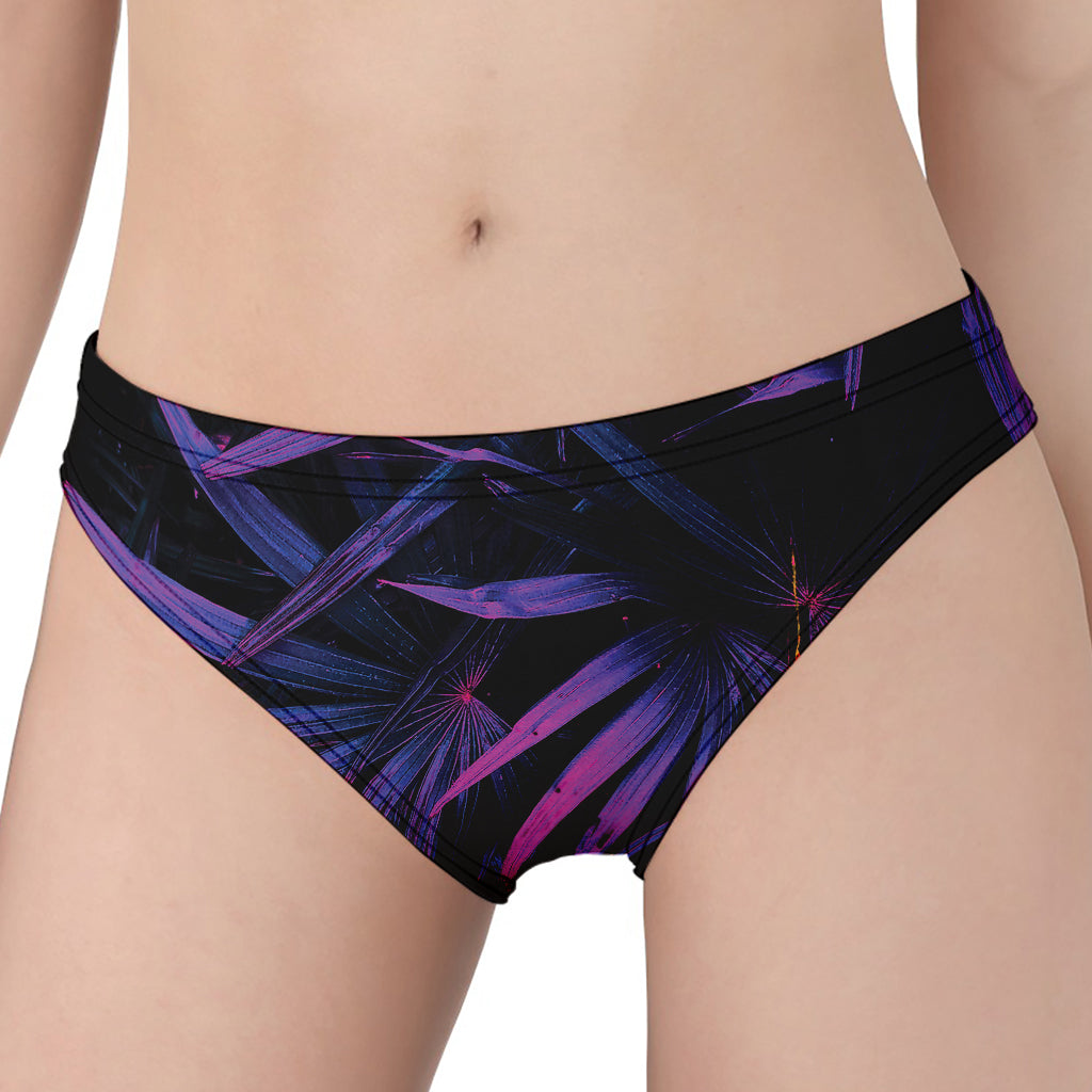 Violet Tropical Leaves Print Women's Panties