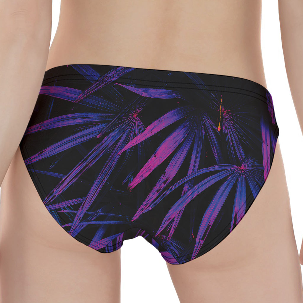 Violet Tropical Leaves Print Women's Panties