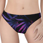 Violet Tropical Leaves Print Women's Thong