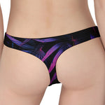 Violet Tropical Leaves Print Women's Thong