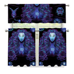 Virgo And Astrological Signs Print 3 Piece Kitchen Curtains