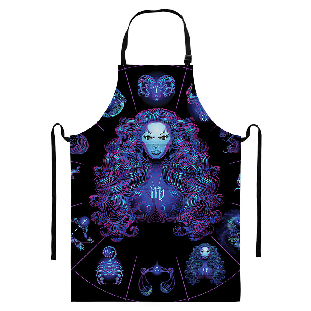 Virgo And Astrological Signs Print Bib Apron With Pocket