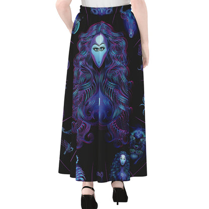 Virgo And Astrological Signs Print Chiffon Maxi Skirt