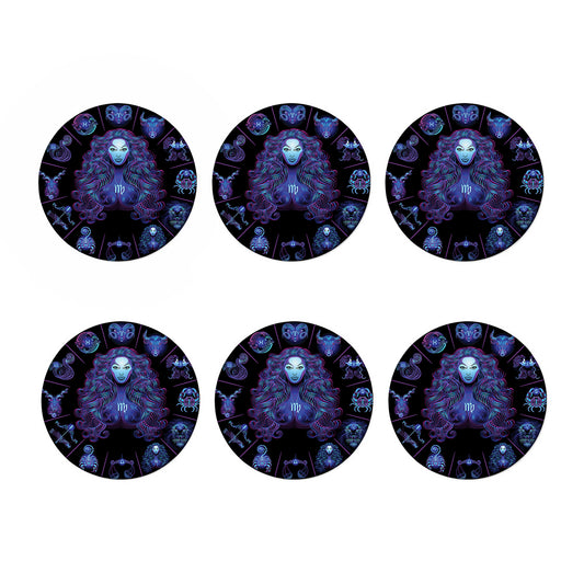 Virgo And Astrological Signs Print Coaster Set