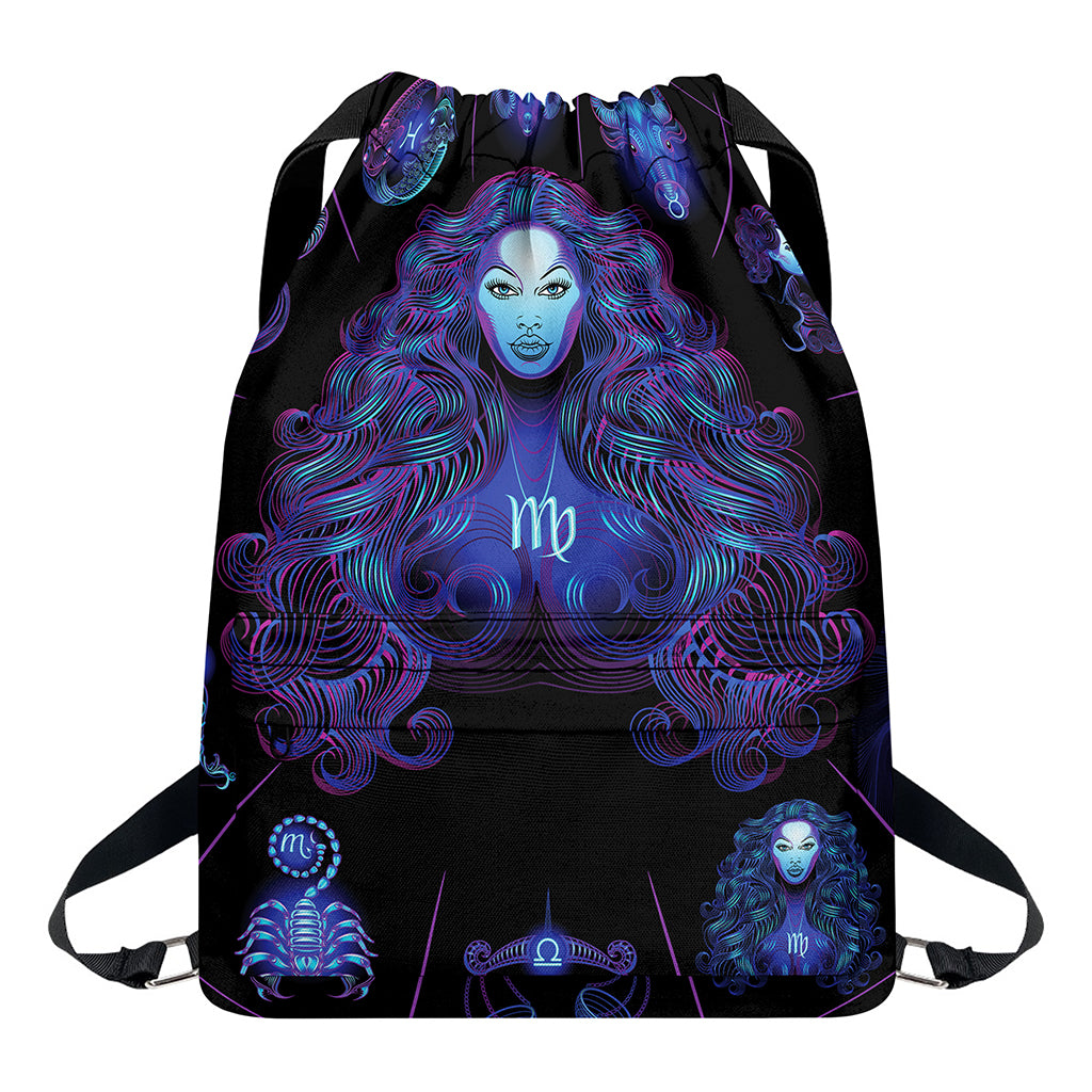 Virgo And Astrological Signs Print Drawstring Backpack