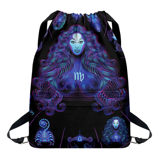 Virgo And Astrological Signs Print Drawstring Backpack