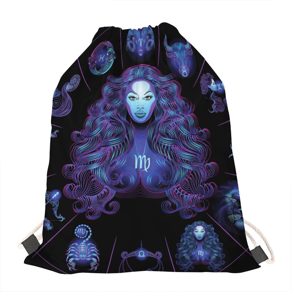 Virgo And Astrological Signs Print Drawstring Bag