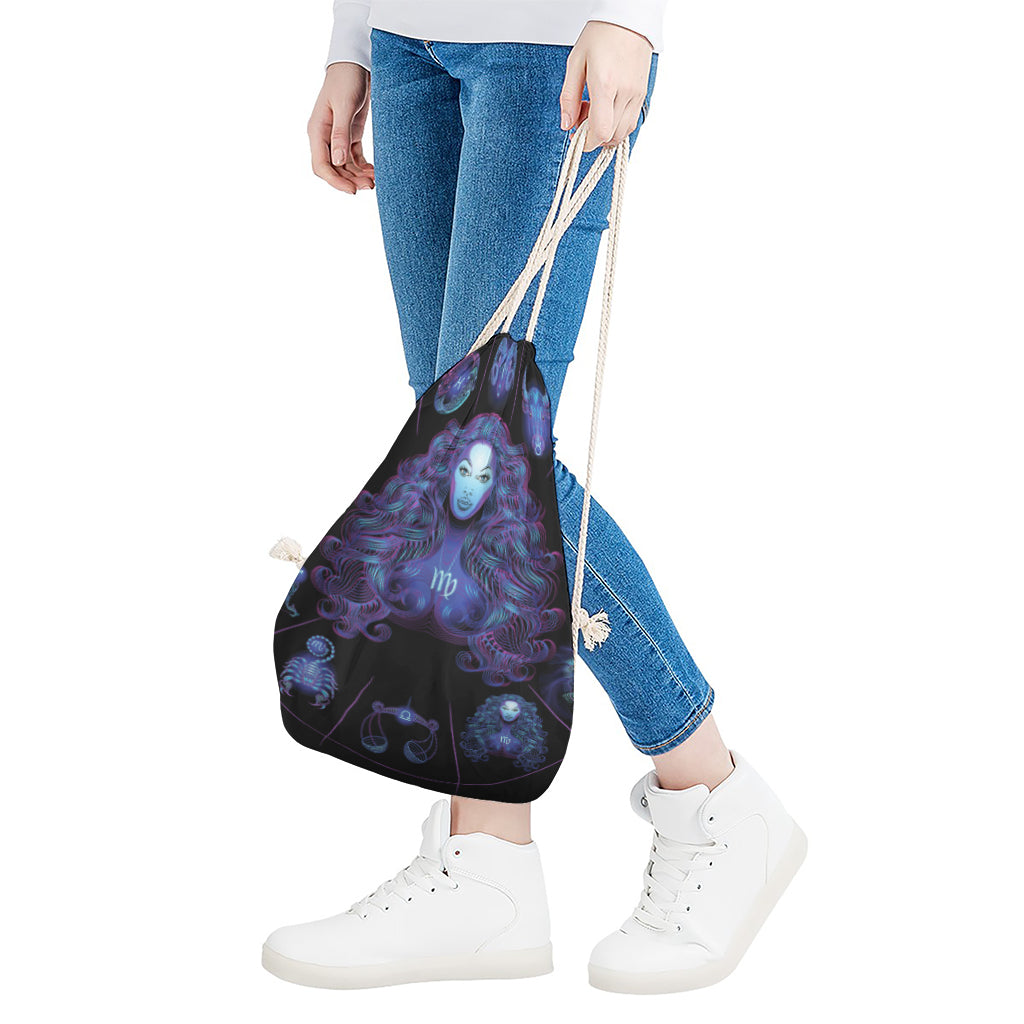 Virgo And Astrological Signs Print Drawstring Bag