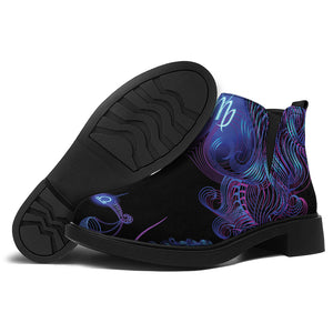 Virgo And Astrological Signs Print Flat Ankle Boots