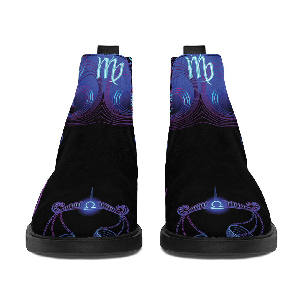 Virgo And Astrological Signs Print Flat Ankle Boots