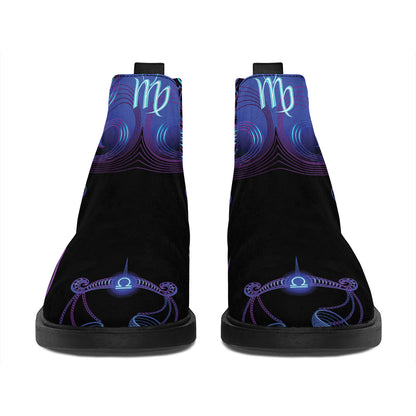 Virgo And Astrological Signs Print Flat Ankle Boots
