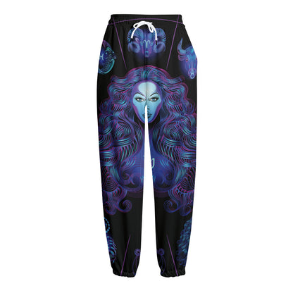 Virgo And Astrological Signs Print Fleece Lined Knit Pants