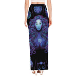 Virgo And Astrological Signs Print High Slit Maxi Skirt