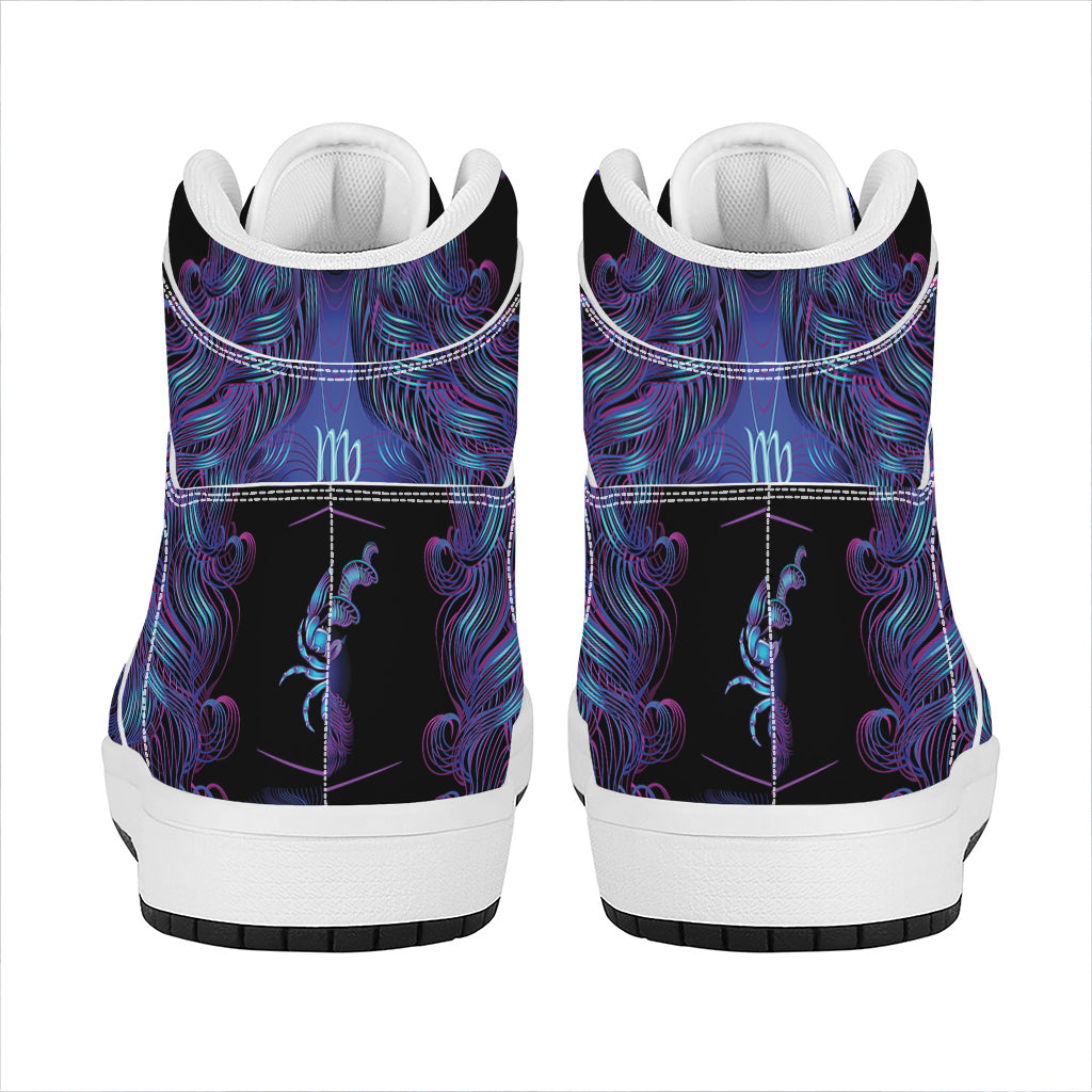 Virgo And Astrological Signs Print High Top Leather Sneakers