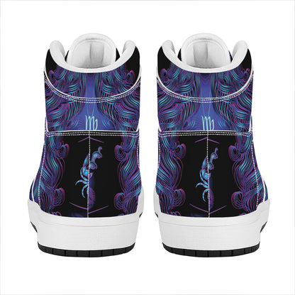 Virgo And Astrological Signs Print High Top Leather Sneakers