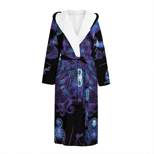 Virgo And Astrological Signs Print Hooded Bathrobe