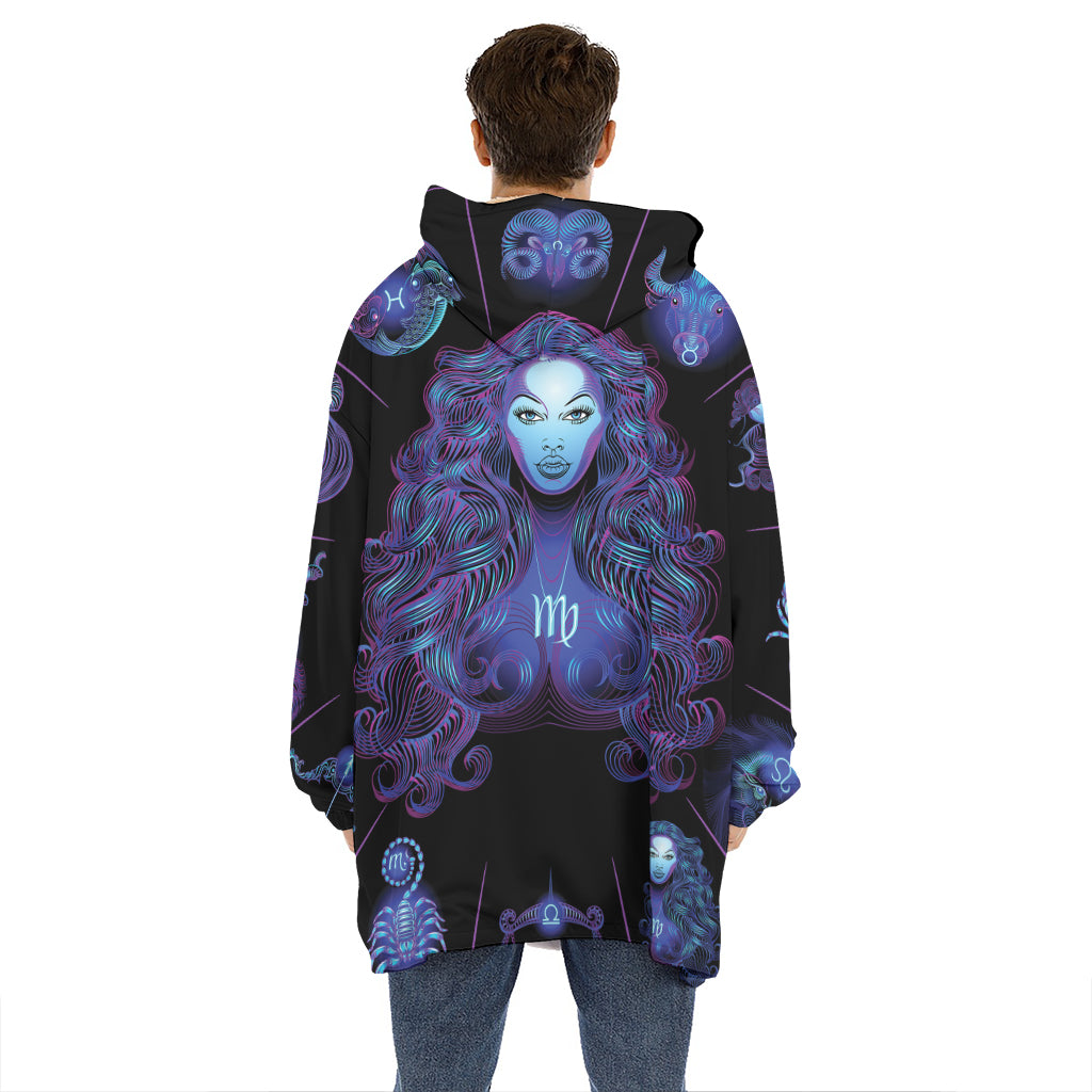 Virgo And Astrological Signs Print Hoodie Blanket
