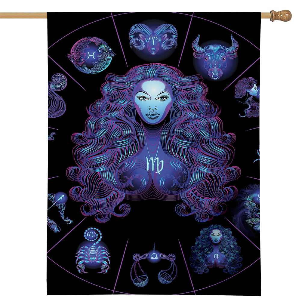 Virgo And Astrological Signs Print House Flag
