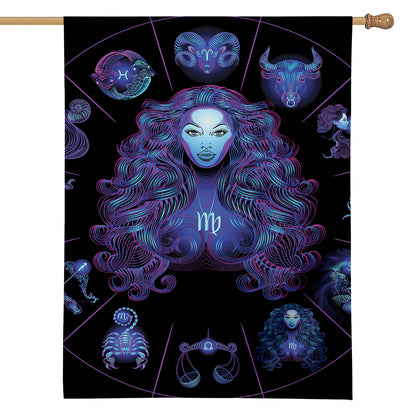 Virgo And Astrological Signs Print House Flag
