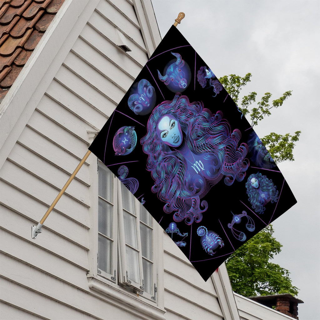 Virgo And Astrological Signs Print House Flag